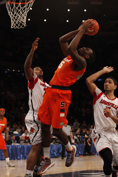 Jerami Grant contorts for a short jumper in the paint.