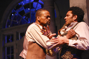 Jonathan Peck (Simon) and Biko Eisen-Martin (John) in the Syracuse Stage production of The Whipping Man. 