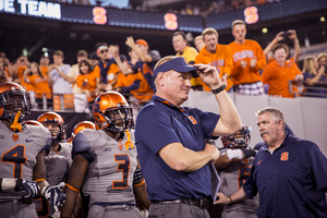 Scott Shafer, six days after the announcement came that Daryl Gross was no longer Syracuse's director of athletics, spoke about the change with reporters.