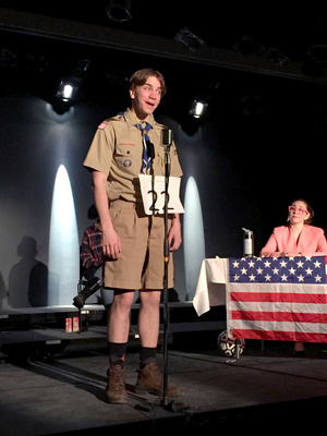 Charles Keppler practices his role in “The 25th Annual Putnam County Spelling Bee.” This is the first time the group will produce a spring musical.