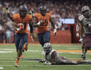 Syracuse freshman running back Moe Neal scored a touchdown on his first-ever career carry. 