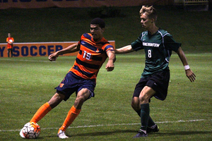 Miles Robinson (19) played a big role in Syracuse's win on Sunday. He scored half the goals he scored in the entire 2015 season. 