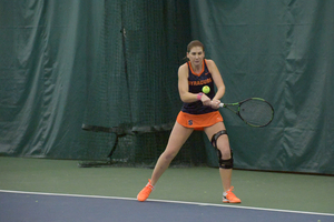 Anna Shkudun gave up ground in her singles match, but eventually pulled ahead and won.