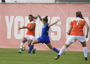 Syracuse, pictured last season, struggled to convert its chances against Colgate on Sunday.