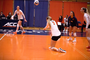 Ella Saada had 21 kills in the Orange's come-from-behind win. 