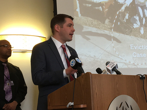 Mayor Ben Walsh spoke at a press conference at the Central New York Philanthropy Center in downtown Syracuse.