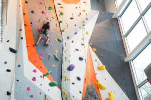 Rock climbing at the Barnes Center at The Arch is a unique way to work out and connect with the campus community at SU.
