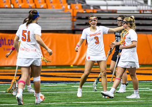 Emily Hawryschuk (No. 51) and Sam Swart (No. 3) were among 23 players named to the inaugural U.S. Women's Box Lacrosse National Team. Hawryschuk is SU’s all-time leading scorer while Swart notched 207 points throughout her career.