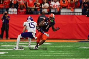 Syracuse running back LeQuint Allen Jr. (pictured) and defensive linemen Fadil Diggs earned ACC Player of the Week Honors. This comes following SU's upset win over then-No. 25 UNLV.