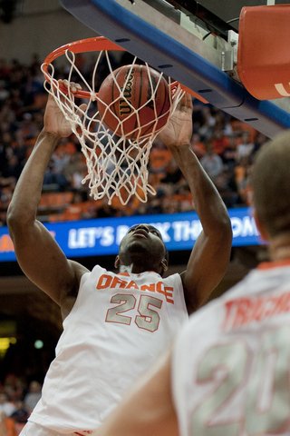 Rakeem Christmas slams home a dunk over the Alcorn State defense.