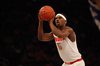 C.J. Fair shoots a free throw. Fair was 3-of-6 from the line in the Orange's Big East tournament win over the Pirates.