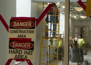 The veil was lifted to show the construction work inside White Hall. Photo taken by July 11, 2017