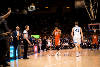 Regulation ended with a Battle missed 3-pointer from the right wing. A make would have given Syracuse the upset they got in overtime. 
