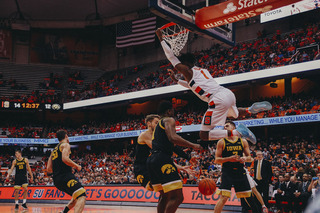 Quincey Guerrier scored four points off the bench for the Orange, two of which came on this dunk.